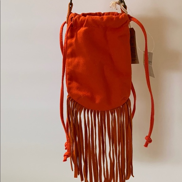 American Eagle Outfitters Handbags - Coral canvas and suede fringe bag
